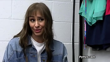 Preview 1 of Slow Little - PAWG brunette throats and fucks at the back office
