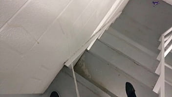 Preview 2 of Curvy Chubby Doggy - Hotel Stairwell Pee