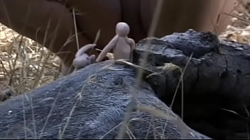 Preview 3 of Bda Dud Wali Girl - Odette Delacroix Strips &amp_ Dominates Little Clay Men in the Woods