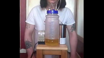Preview 4 of Jerking Off For Mother - bisexual crossdresser with his portable cow milking machine