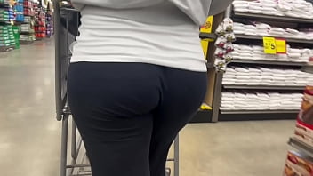 Preview 4 of Teen Girls Finger Till Squirting - Candid Huge Booty See Thru Pants Grocery Shopping