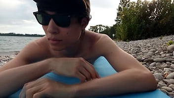 Preview 2 of Uftqorctr - My first time naked on this naturist beach in France,  so I feel like a shy boy,  because men look at me,  they approach me,  I think they search to fuck a new ass hole of a smooth virgin gay twink
