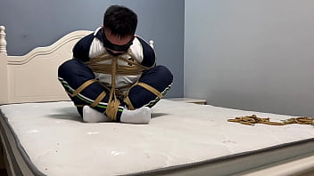 Preview 3 of Techar Started - Asian boy in white socks and Ebi-position bondage