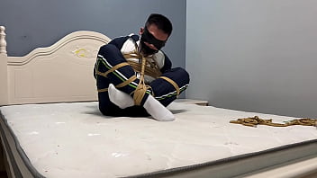 Preview 1 of Techar Started - Asian boy in white socks and Ebi-position bondage