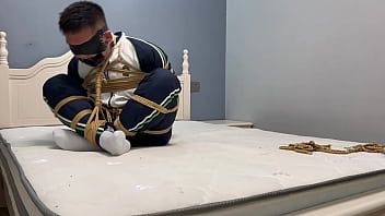 Preview 4 of Techar Started - Asian boy in white socks and Ebi-position bondage