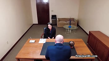 Preview 1 of Russian Cute Teen Creampie - Boss big dicking mature teacher at work