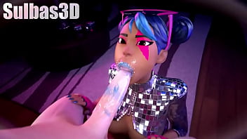 Preview 4 of Public School Girl - Fortnite Sparkle Diva Doggystyle/Blowjob