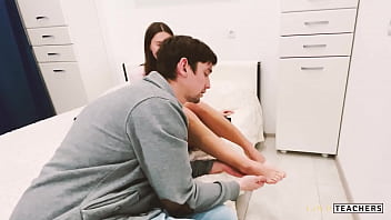 Preview 1 of Elf Loli2 - POV Young skinny student girl in sexy skirt with awesome sexy feet gives the best footjob to her teacher with sperm on feet. GoldTeachers
