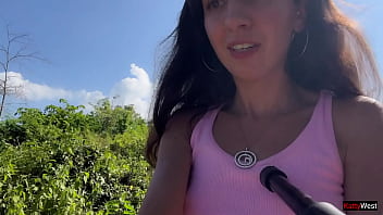 Preview 3 of Sanny Leoni Xxx Video - Crazy CUMWALK in Amazing Place Full of People Almost Caught