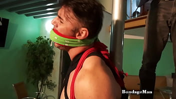 Preview 2 of Cum Tribute To Young Faces - Peter tied up and tapegagged strong by Victor | free