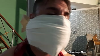 Preview 4 of Cum Tribute To Young Faces - Peter tied up and tapegagged strong by Victor | free