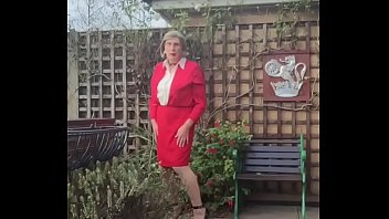 Preview 3 of Mom San Raps Xxx Hd Big - Red Blouse &amp_ Skirt  - Johanna Clayton