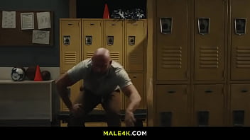 Preview 1 of Long Outdoor Porn - Gay coach and players having threesome in the locker room