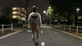 Preview 1 of Www Zzz Hd Sexy Movie Com 2016 - 女装子まゆちゃんが深夜の住宅街の車道の真ん中で全裸になって大股開きしているところに車が来てあわてて逃げる