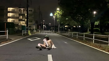 Preview 4 of Www Zzz Hd Sexy Movie Com 2016 - 女装子まゆちゃんが深夜の住宅街の車道の真ん中で全裸になって大股開きしているところに車が来てあわてて逃げる