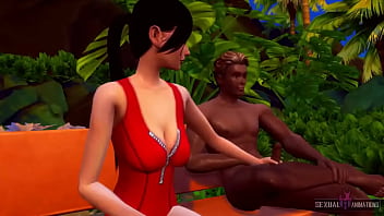 Preview 2 of Anar Cutie - I Fuck My New Black Lifeguard Partner,  What A Big Cock He Has - Sexual Hot Animations