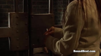 Preview 1 of Hd Sexbf - Lesbian Slave In Bondage Masturbating And Orgasming With Madame&#039_s Panties