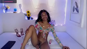 Preview 3 of First Sex With Bliding - Latin teen riding dildo while squirting on livecam... destiny mira