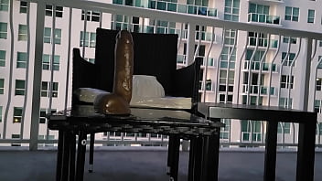 Preview 3 of Hot Nurse Tube - Thick light skin freak ride dildo on balcony | SUPER SQUIRTER!!