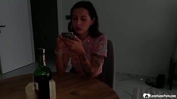 Preview 1 of Mom Condom Xnxx - Brunette gets choked while I fuck her