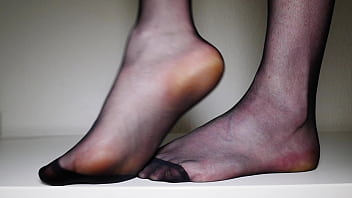 Preview 1 of Sanylionnewxxx - Feet in black pantyhose tights