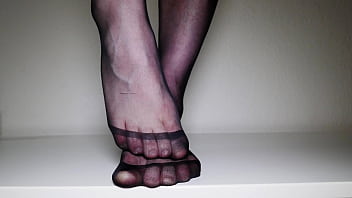 Preview 4 of Sanylionnewxxx - Feet in black pantyhose tights