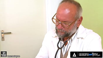 Preview 1 of Www Xboys Sex Tube Com - GrandpasFuckTeens - Hot Teen Ioana Pulls Her Old Doctor&#039_s Cock Out Of His Pants For Closer Examination