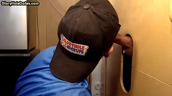 Preview 1 of Nita Mommy - Amateur gay sucks through gloryhole and gets mouth jizz