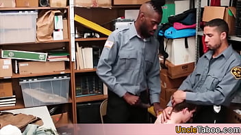 Preview 3 of Jenna Haze Hookup Talkwatch - Cute and bratty perp gets destroyed by two horny security gaurds bareback style