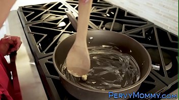 Preview 1 of Mom Cleans Daughters Pussy - Brunette milf with big tits gets facialized