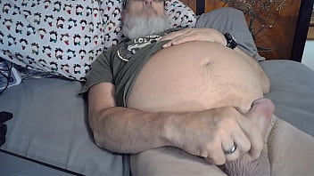 Preview 2 of Spawl In Mouth - Mature Hard Guy Masturbating &amp_ Cumming