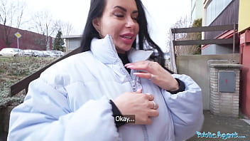 Preview 1 of First Time Sex Gril Blading - Public Agent Huge tits MILF public POV sloppy blowjob hardcore doggystyle fast fuck for curvy cougar