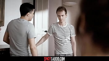 Preview 2 of Two Son Two Mom Fuck - Hot milf stepmom getting double penetrated by her stepsons