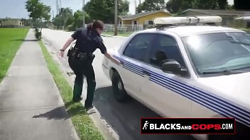 Preview 2 of Love Antay - Curvy blonde MILF officer is sitting on a black criminal&#039_s big cock in public.