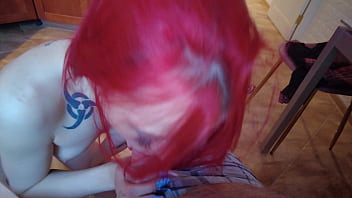 Preview 4 of Forced Mot Ber - Redhead chick sucking dick of fat old dude