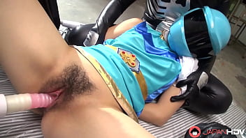 Preview 3 of Arob Sex Hd Vedio - Japanese girl in blue space uniform has group sex with sex toys uncensored.