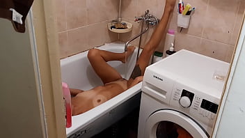 Preview 1 of Lost In Space Upskirt Videos - Stepmom spies on my girlfriend in the bathroom and masturbates - Lesbian Illusion Girls