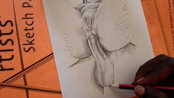 Preview 2 of Nerdy Guy And His Sexual Fantasy - Drawing him chewing that her ass