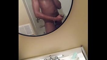 Preview 4 of Pregnant Mom Sex Step Son - P3,  stroke my cock in the bathroom