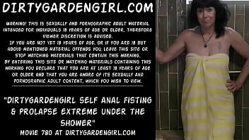 Preview 1 of Davie Davis - Dirtygardengirl self anal fisting &amp_ prolapse extreme under the shower