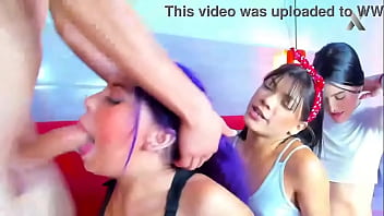 Preview 3 of Full Hd Xxx Hard Fuck In Rep - The most drooling thing you&#039_ll see today is how this purple-haired girl swallows a cock leaving drooling