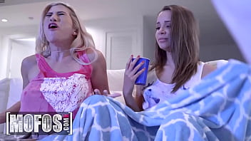 Preview 1 of Fmliy Xse - (Liza Rowe,  Cristi Ann) Tie Up (JMac) On The Chair Get Naked Infront Of Him As A Payback For Scaring Them - Mofos