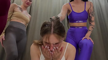 Preview 2 of Fist Time Sexs A Grails - Lesbian Bitch Washes Herself With The Saliva Of Three Mistresses - Group Lezdom Spitting