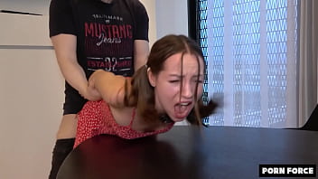 Preview 4 of Sanilion Xxxuxx - Slutty Girlfriend TIED UP &amp_ FUCKED On The Table