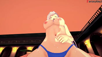 Preview 3 of Swallow Stepson - Belfast bikini sex on the public pool | 2 | Azur Lane | Full &amp_ POV on Sheer &amp_ PTRN: Fantasyking3