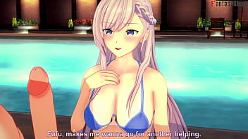 Preview 1 of Swallow Stepson - Belfast bikini sex on the public pool | 2 | Azur Lane | Full &amp_ POV on Sheer &amp_ PTRN: Fantasyking3