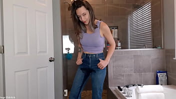 Preview 2 of Girls To Herst - Sage Eldritch Soaking Her Pink Panties &amp_ Tight Denim Jeans