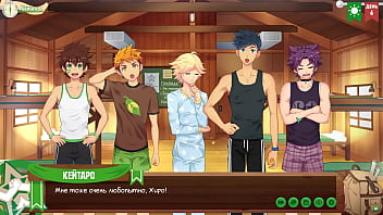 Preview 1 of Cfnm St Dunstans School - Game: Friends Camp,  Episode 6 - Keitaro decided to jerk off in the shower. (Russian voice acting)