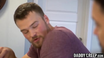 Preview 1 of Mom Blackmail Wich Son Sex - Stepson deepthroats stepdads big cock before bareback sex
