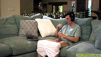 Preview 1 of Lyscozi - Big boobs MILF Rachael Cavalli fucked by Josh Rivers. Rachael catches her stepson,  Josh,  jerking off while watching porn on a laptop. She says that maybe the two of them can watch together
